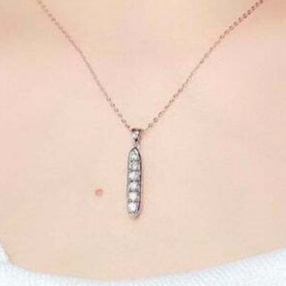 Korean Style Round Cubic Zirconia Necklace For Women, FB16FA1017 - Picture 4 of 4